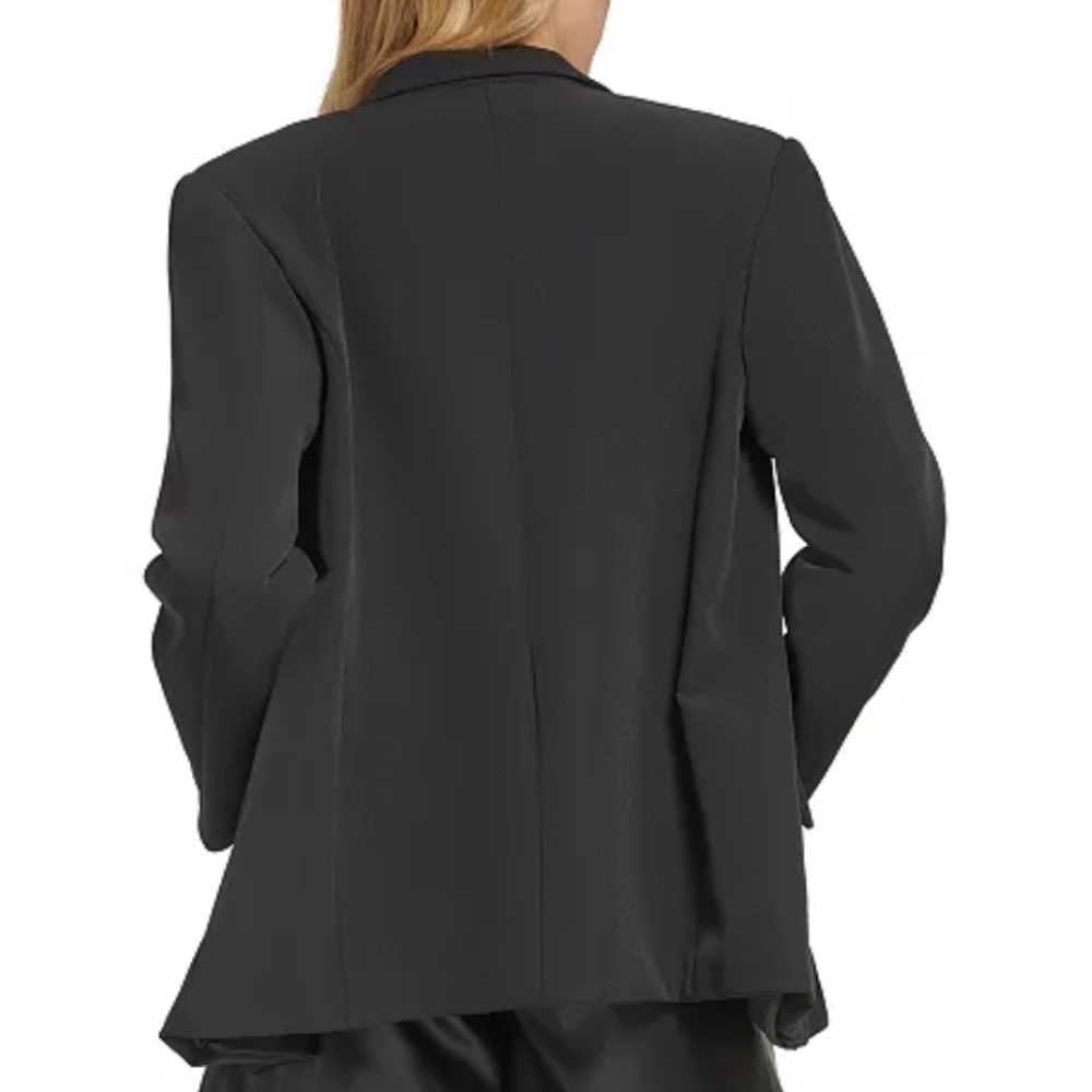 DKNY black women's peak lapel two button long sleeve blazer - Picture 4 of 11